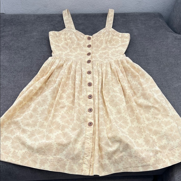 Maeve Cream Midi Dress with Button Detail - Picture 2 of 7